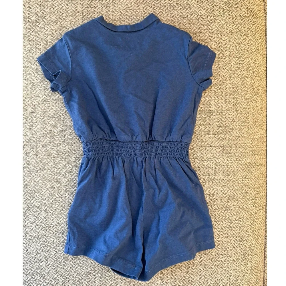 Ralph Lauren Baby Girls Blue Cotton Red Pony Cap Sleeve‎ Playsuit Romper 12M